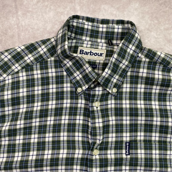 Barbour Shirt Men's M Plaid Flannel Eco 3 Tailored Shirt Button Down Casual - Picture 4 of 16